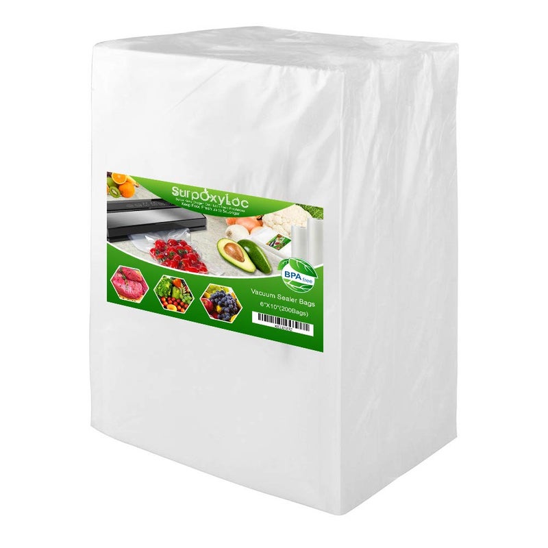 SurpOxyLoc 200 Quart Size 8"x12" Vacuum Freezer Sealer Bags for Food,BPA Free, Heavy Duty Commercial Grade,Sous Vide Vaccume Safe,Universal Design Pre-Cut Bag and Work with Any Types Vacuum Sealer - Image 1